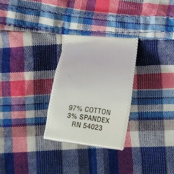 Banana Republic Men's XL Slim Fit Button Up‎ Blue Plaid Shirt Pre-Owned - Picture 9 of 10